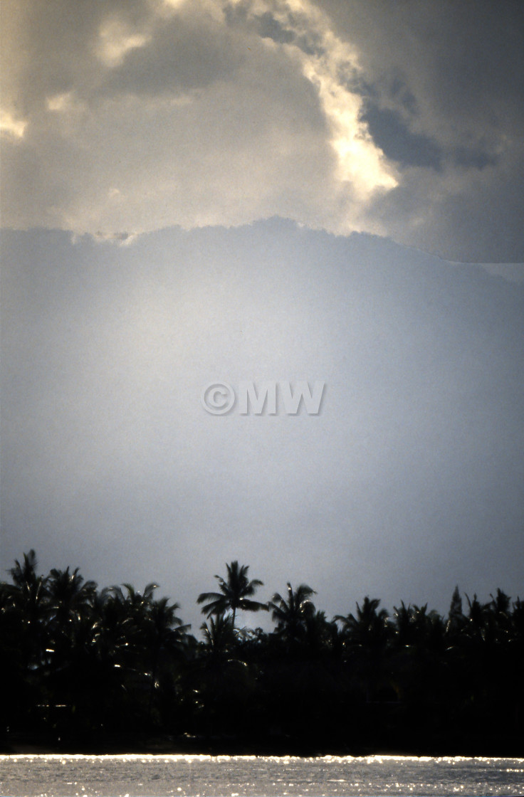 "Palms, Mountain, Sky,, South China Sea" stock image