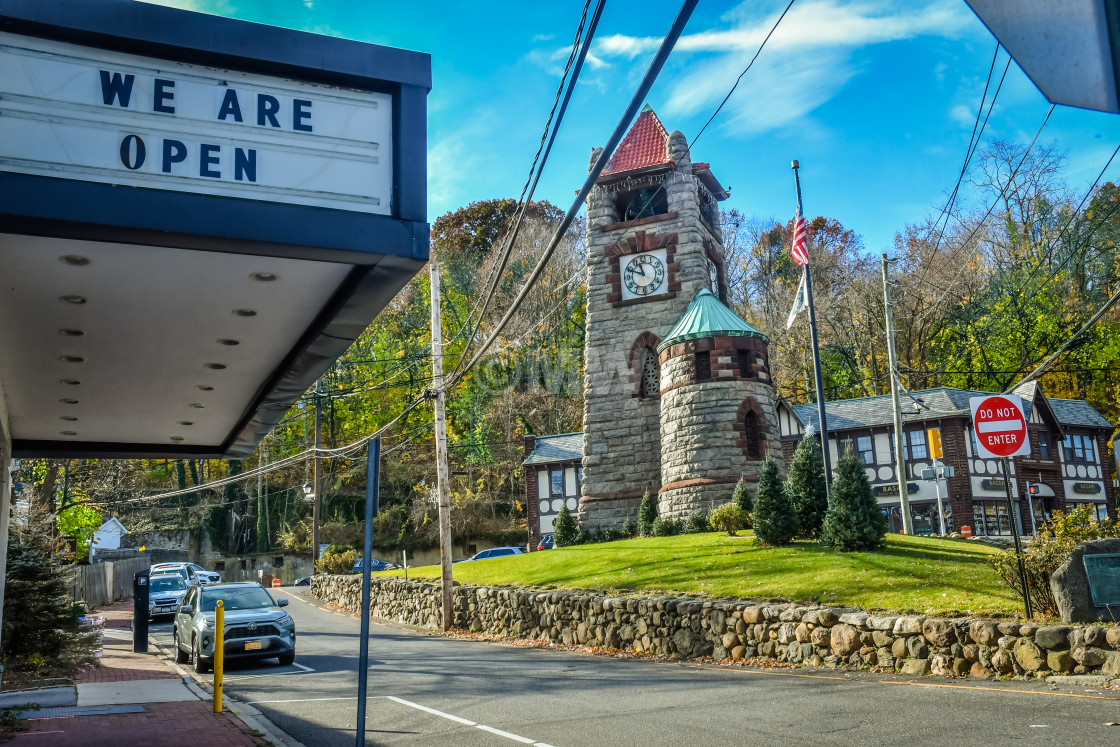 "Roslyn Clock Tower & cinema marquee" stock image