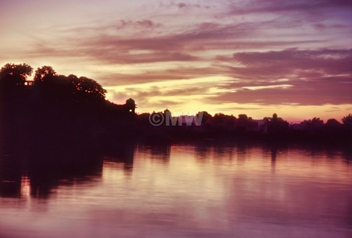 "Pushkar Lake sunset" stock image