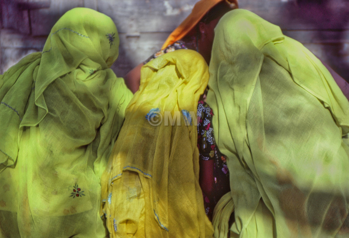 "Yellow & lime-green womens veils" stock image