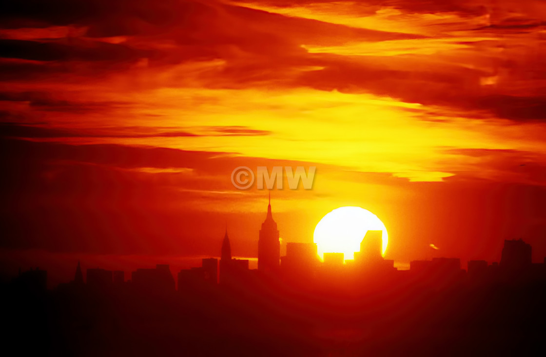 "NY skyline sunset" stock image