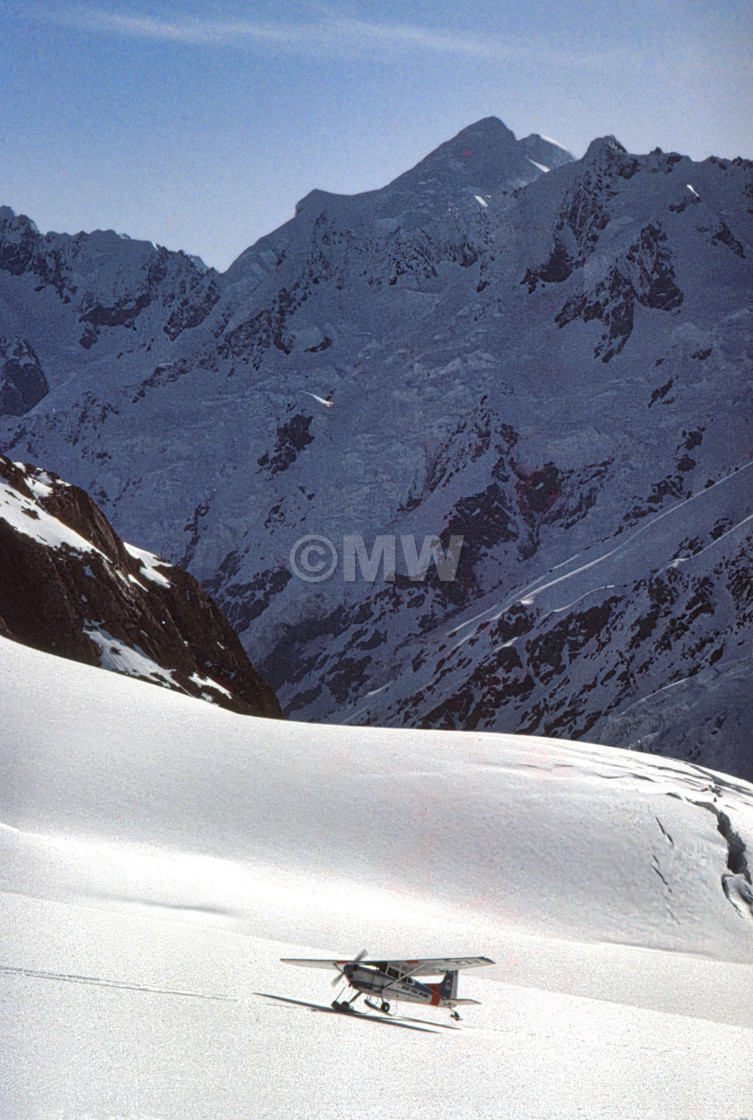 "Skiplane on Tasman Glacier" stock image