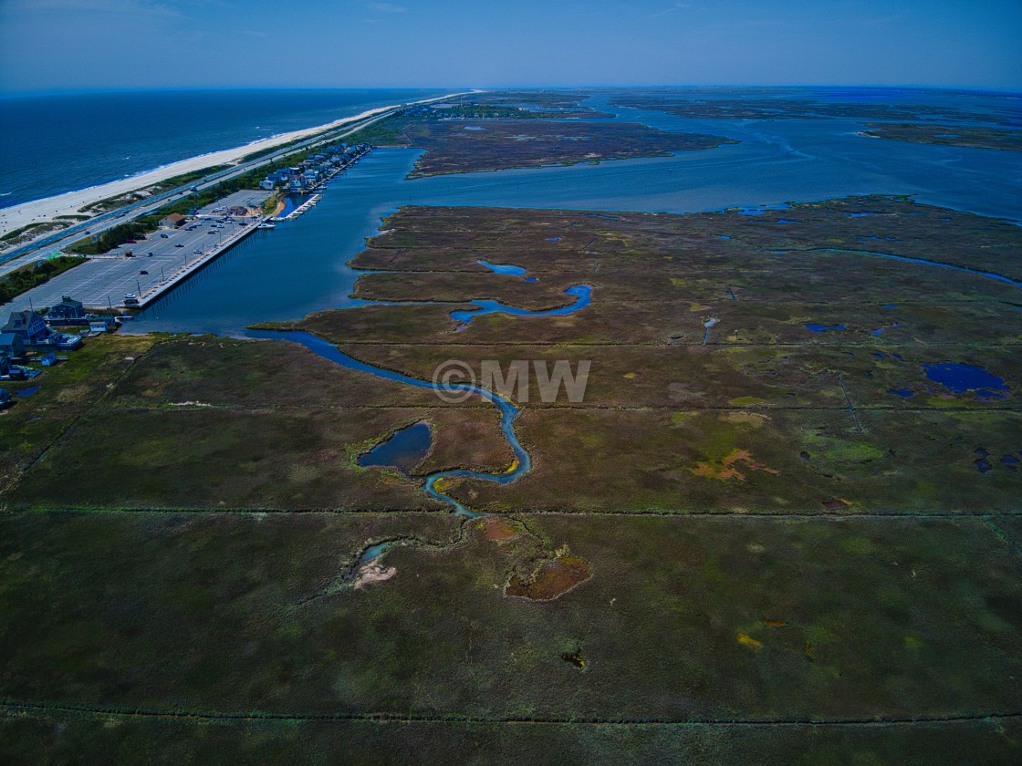 "Cedar Beach Marina & wetlands" stock image