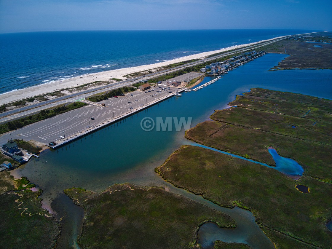 "Cedar Beach Marina & wetlands" stock image