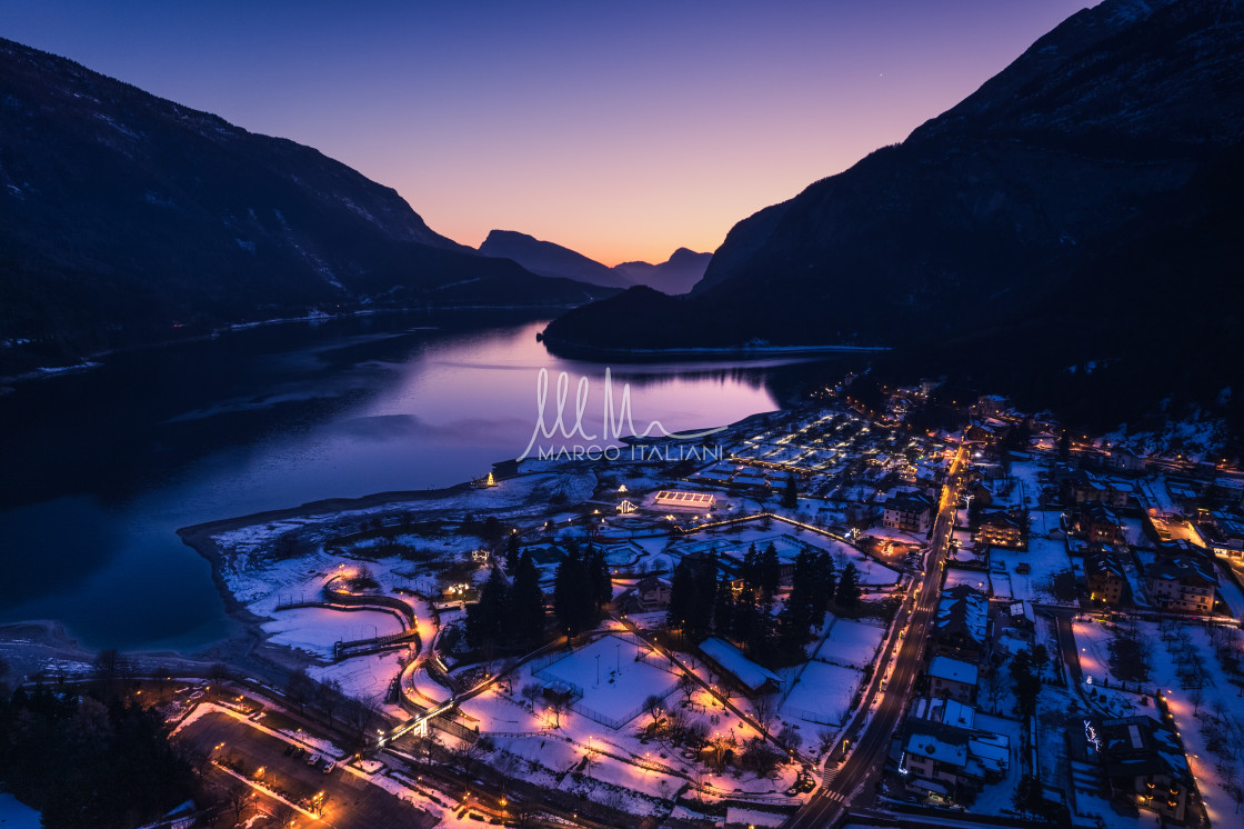 "Molveno at down" stock image