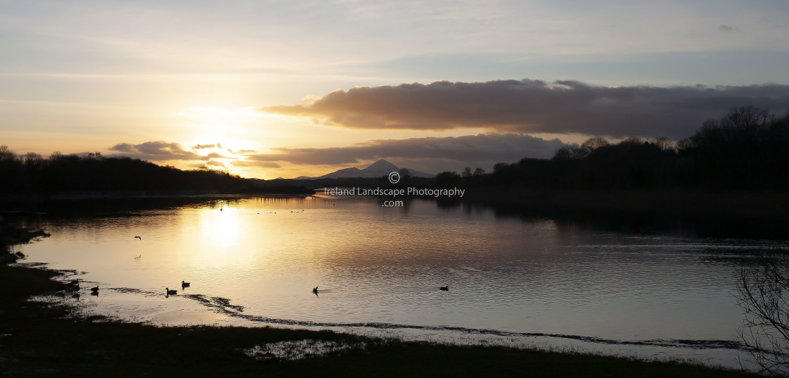 "Lough Lannagh & Croagh Patrick At Sunset" by Ireland Landscape Photography - £34.00 "Lough Lannagh & Croagh Patrick At Sunset" stock image