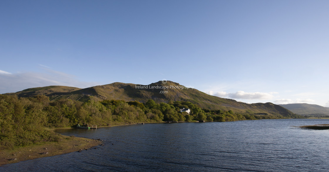 "View Of Lough Mask & The Connemara Mountains From Finny Village Bridge." by Ireland Landscape Photography - £34.00 "View Of Lough Mask & The Connemara Mountains From Finny Village Bridge." stock image
