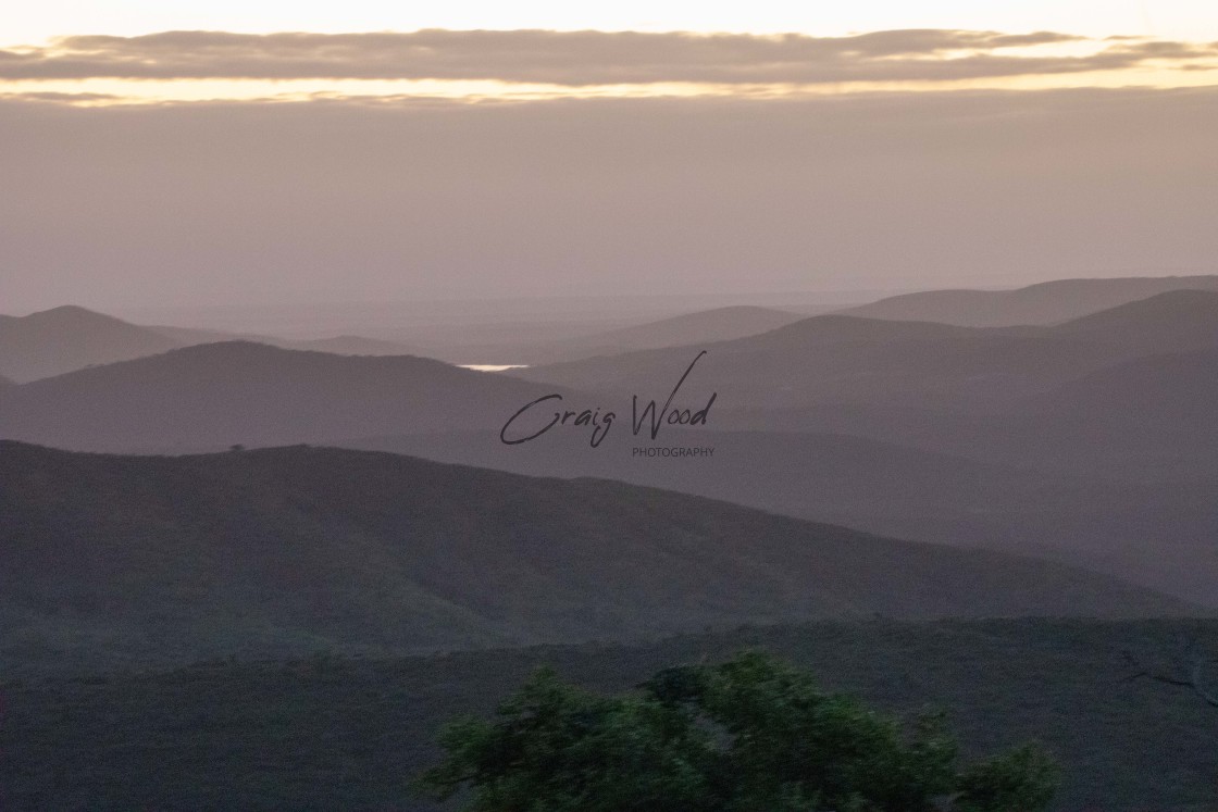 "Hills in Hluhluwe - Sunrise" stock image