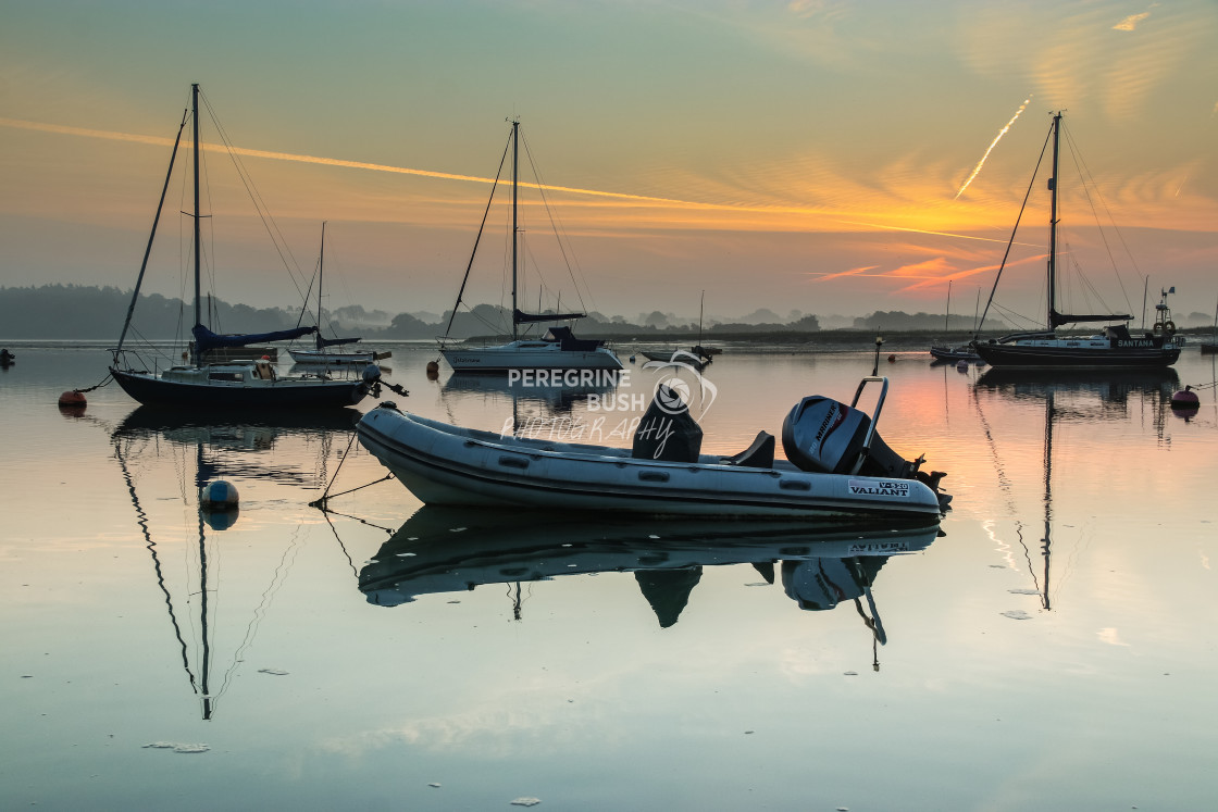 "Reflective morning at Waldringfield" stock image