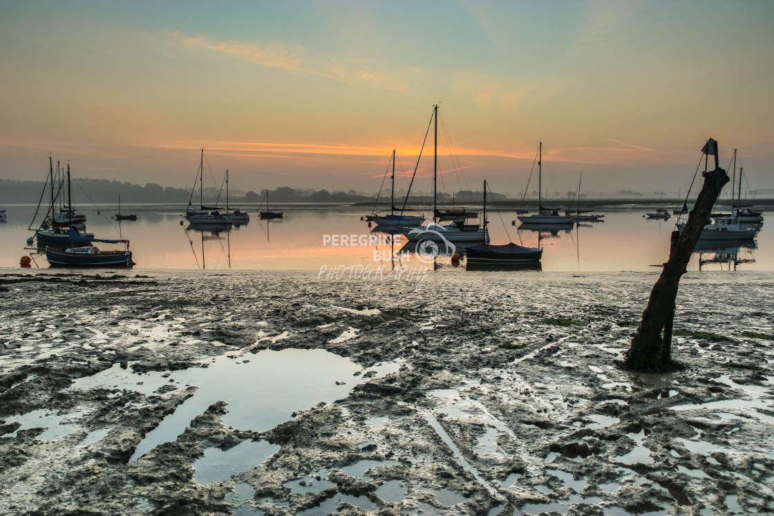 "Reflective morning at Waldringfield" stock image