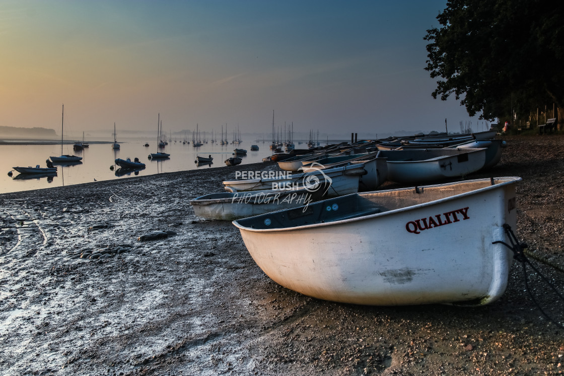 "Reflective morning at Waldringfield" stock image