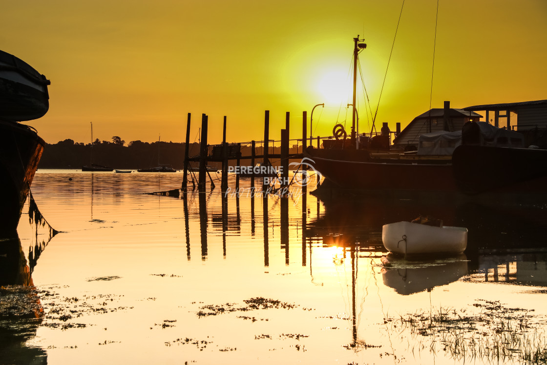 "Sunrise across the Orwell from Pin Mill" stock image