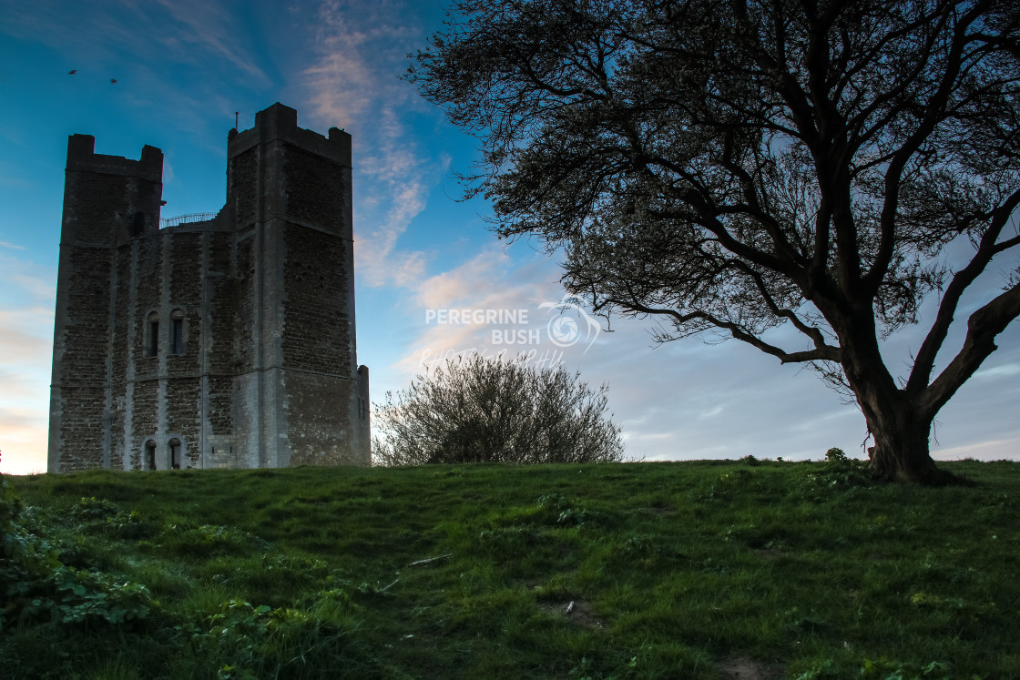 "Dawn light over Orford Castle" stock image