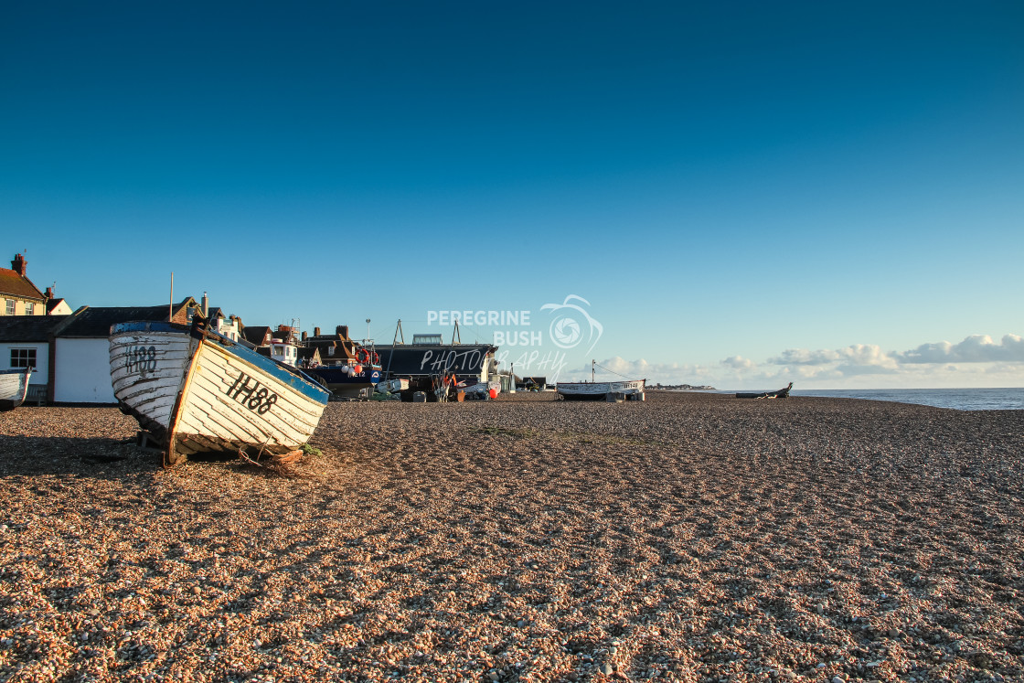 "Aldeburgh fishing boats at sunrise" stock image