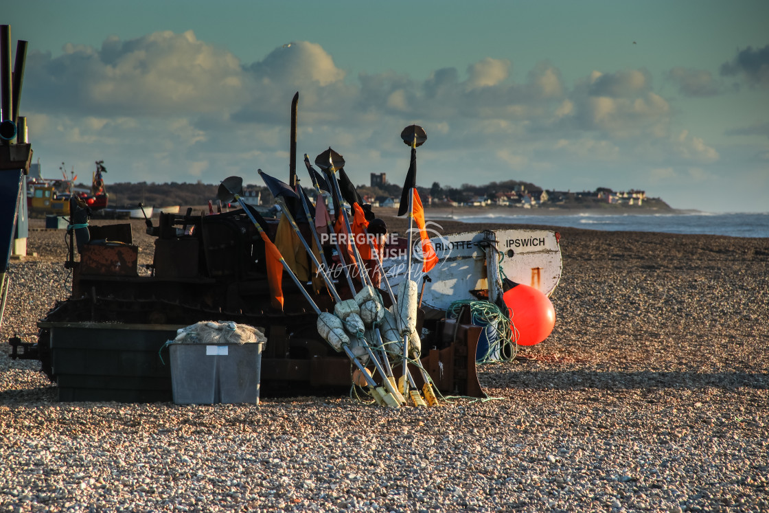 "Aldeburgh beach at dawn" stock image