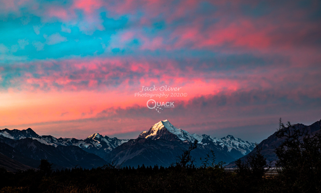 "MT. Cook & Pink Skies" by Jack Oliver - £5.00 "MT. Cook & Pink Skies" stock image