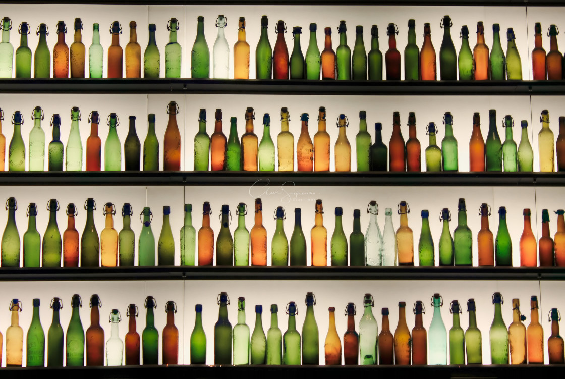 "Rows of Beer bottles" stock image