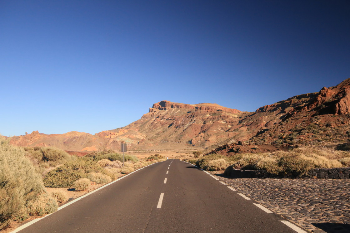 "Road through Teide National Park." stock image