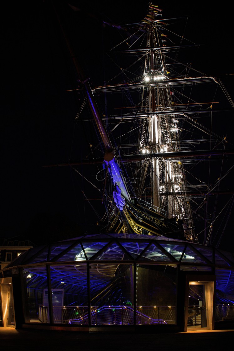 "Cutty Sark at night" stock image