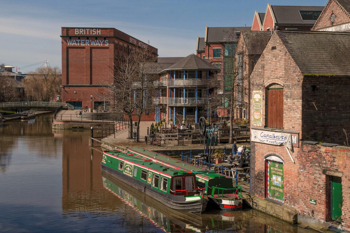 "Narrowboats Moored on the Nottingham Canal" stock image