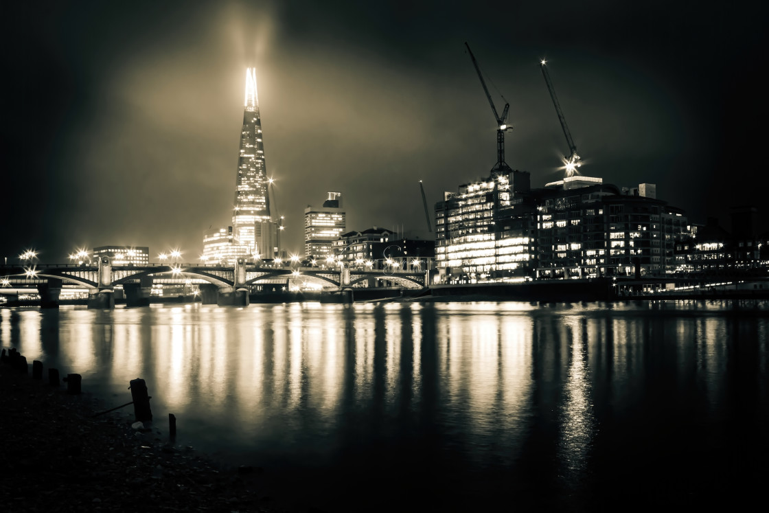 "Art shot of The Shard at night." stock image