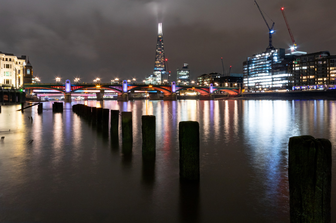 "The Shard at night,Long exposure shot." stock image