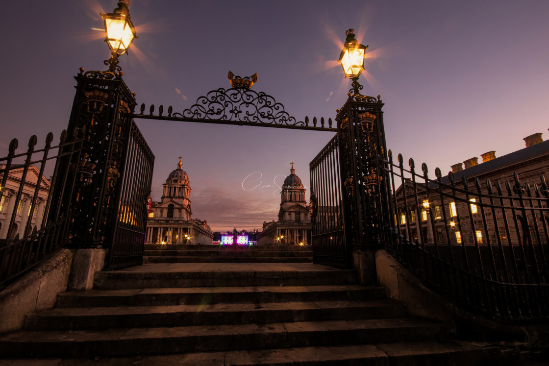 "Decorative Gates leading into The Old Royal Naval College" stock image