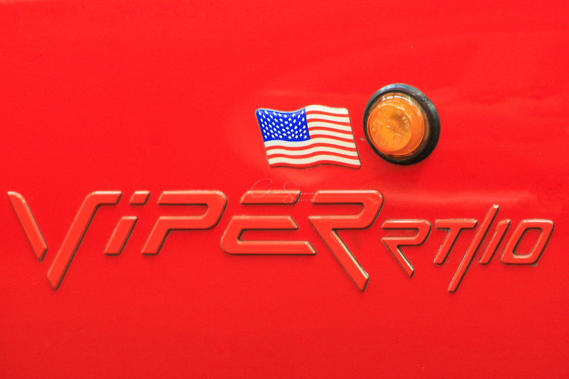 "Logo of a Viper RT 10 Sports car." stock image