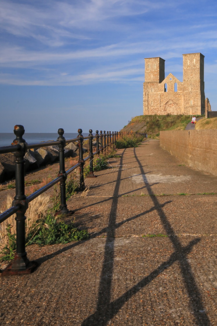 "Path to Reculver Towers." stock image