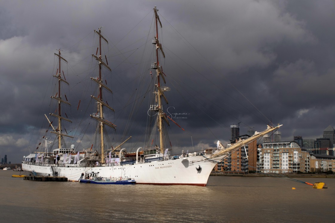 "Polish sail training ship Dar Młodzieży." stock image