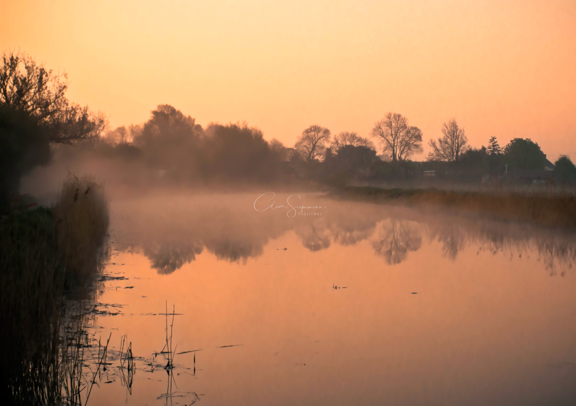 "Early morning on the Bridgewater & Taunton canal." stock image