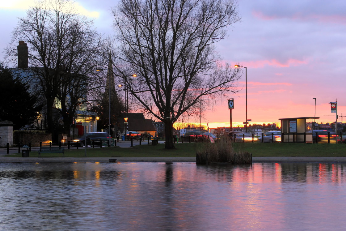 "Sunset at the Prince of Wales pond. Blackheath" stock image