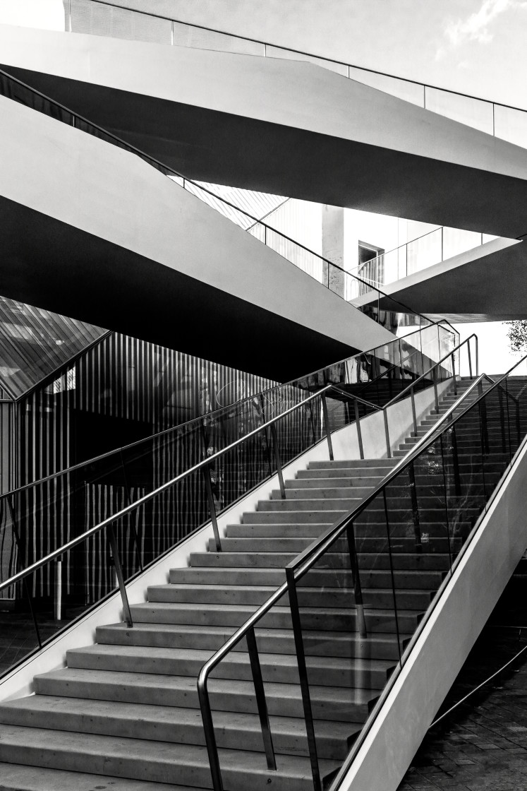 "Concrete and Glass Stairs." stock image