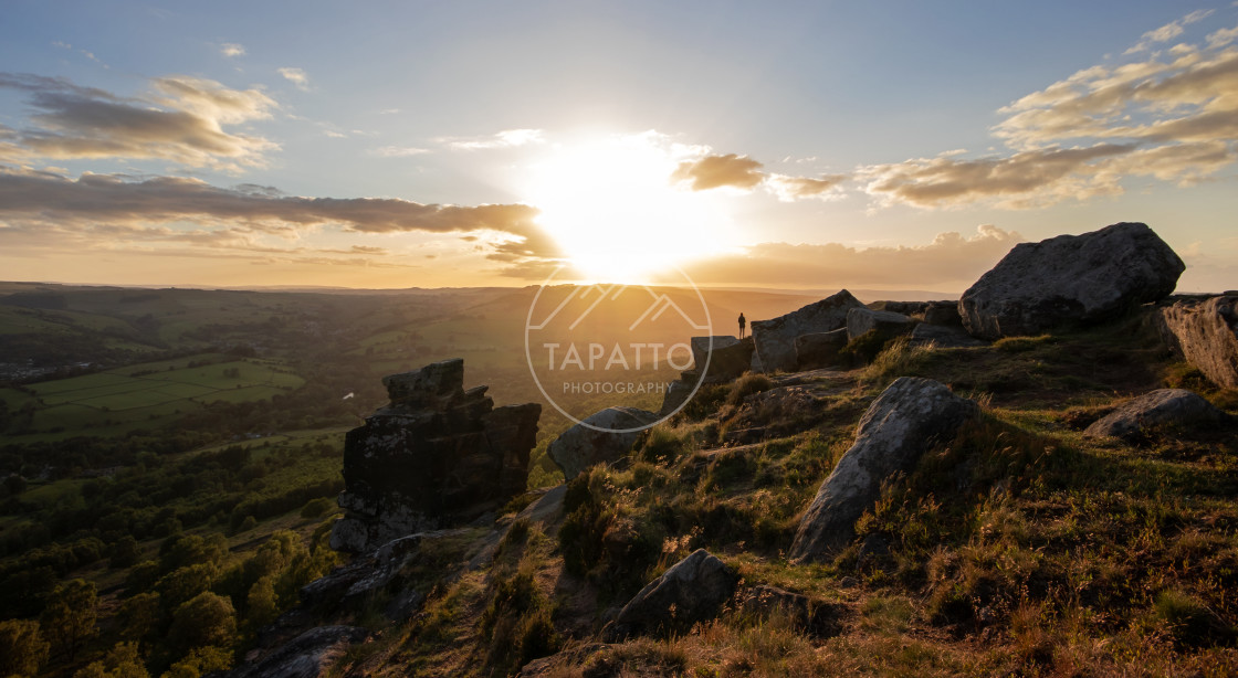 "Curbar Edge Sunset" stock image