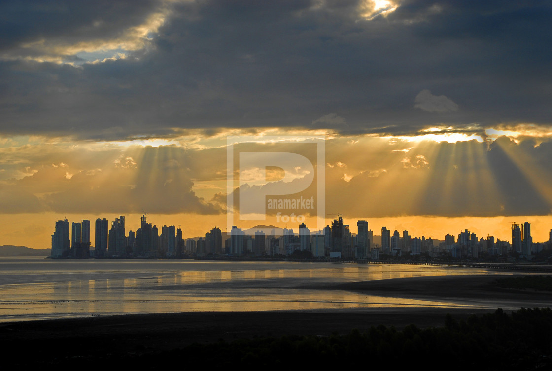 "Atardecer ciudad de Panama" stock image