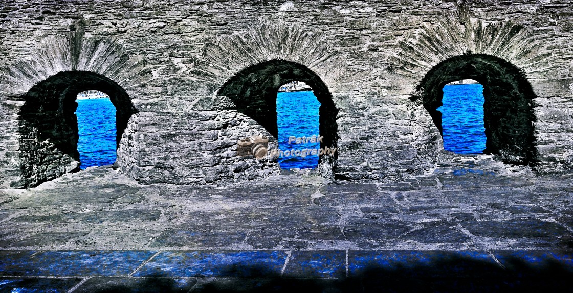 "Medieval Arched Windows" by Keith Patrak - £10.00 "Medieval Arched Windows" stock image