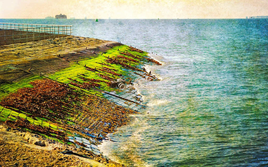 "Sea Defences - Southsea Castle" by Keith Patrak - £10.00 "Sea Defences - Southsea Castle" stock image