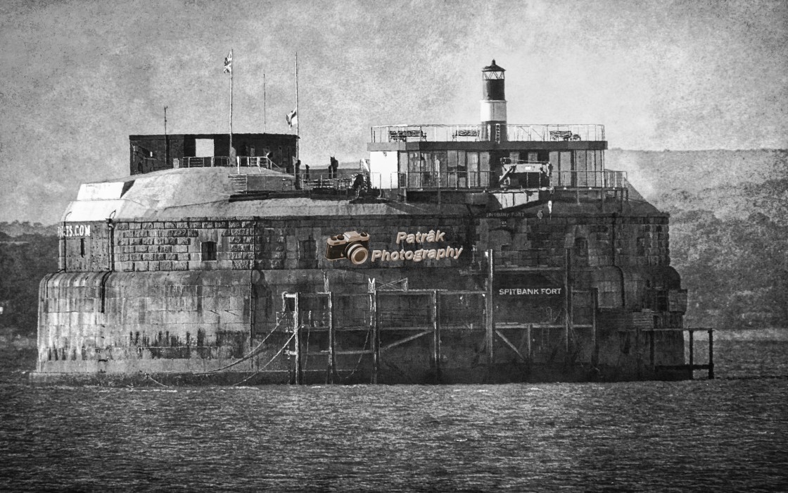 "1859 Spitbank Fort - Southsea - (Black & White)" by Keith Patrak - £10.00 "1859 Spitbank Fort - Southsea - (Black & White)" stock image