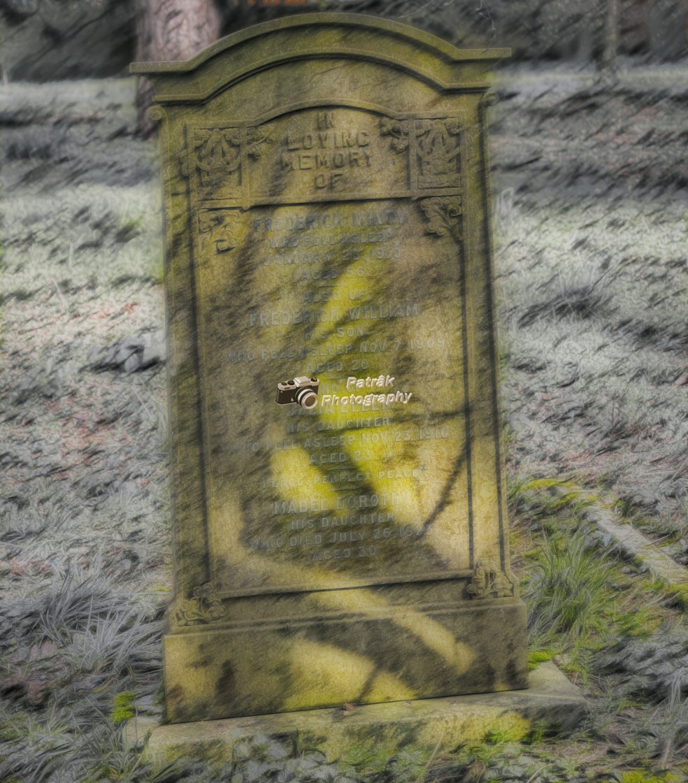 "Gravestone Shadow" by Keith Patrak - £15.00 "Gravestone Shadow" stock image