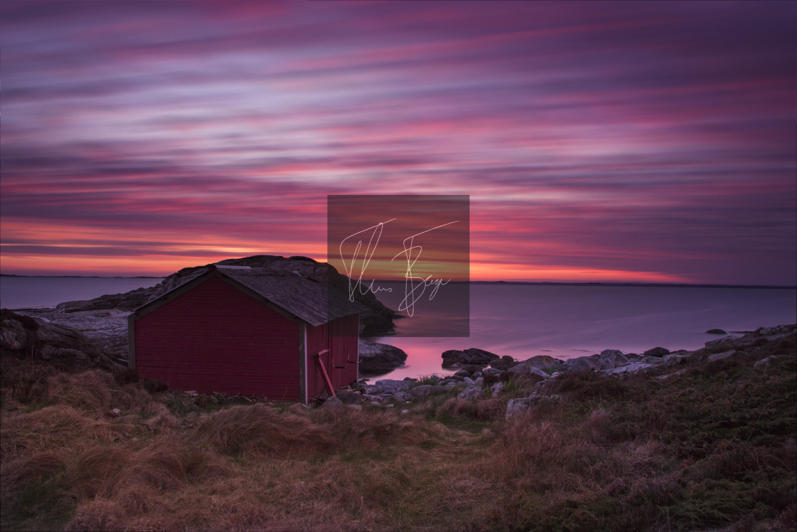 "Sunset boathouse" stock image