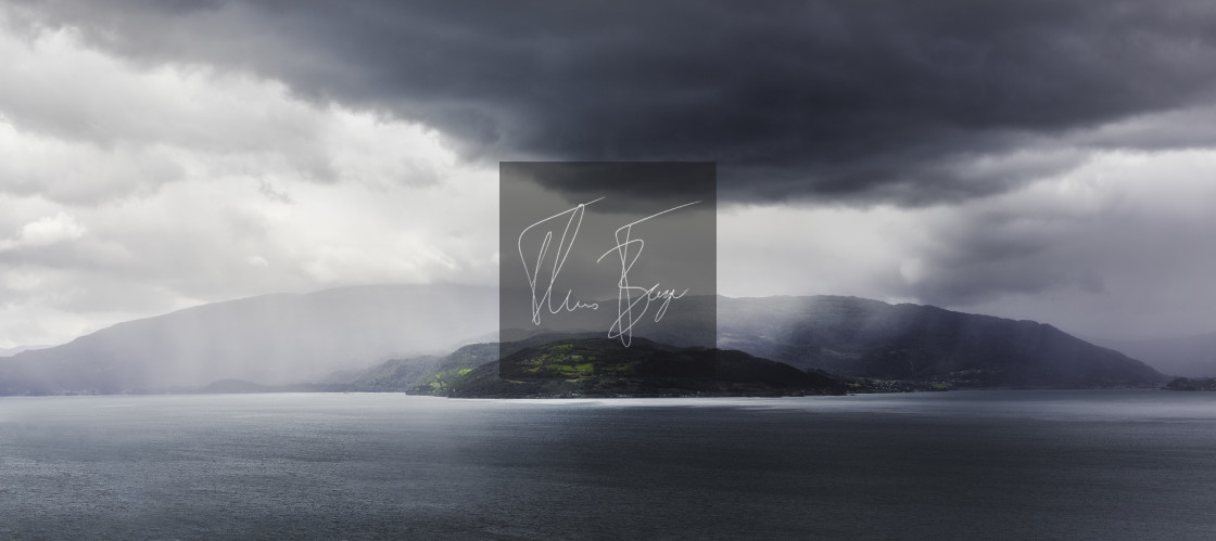 "Storm in the fjord" stock image