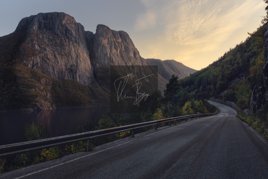 "Norwegian roads, navigating the fjords and mountains." stock image