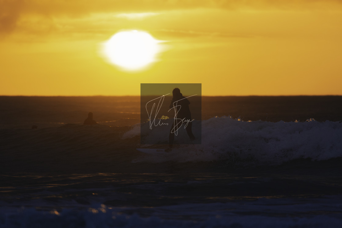 "Sunset surfing" stock image