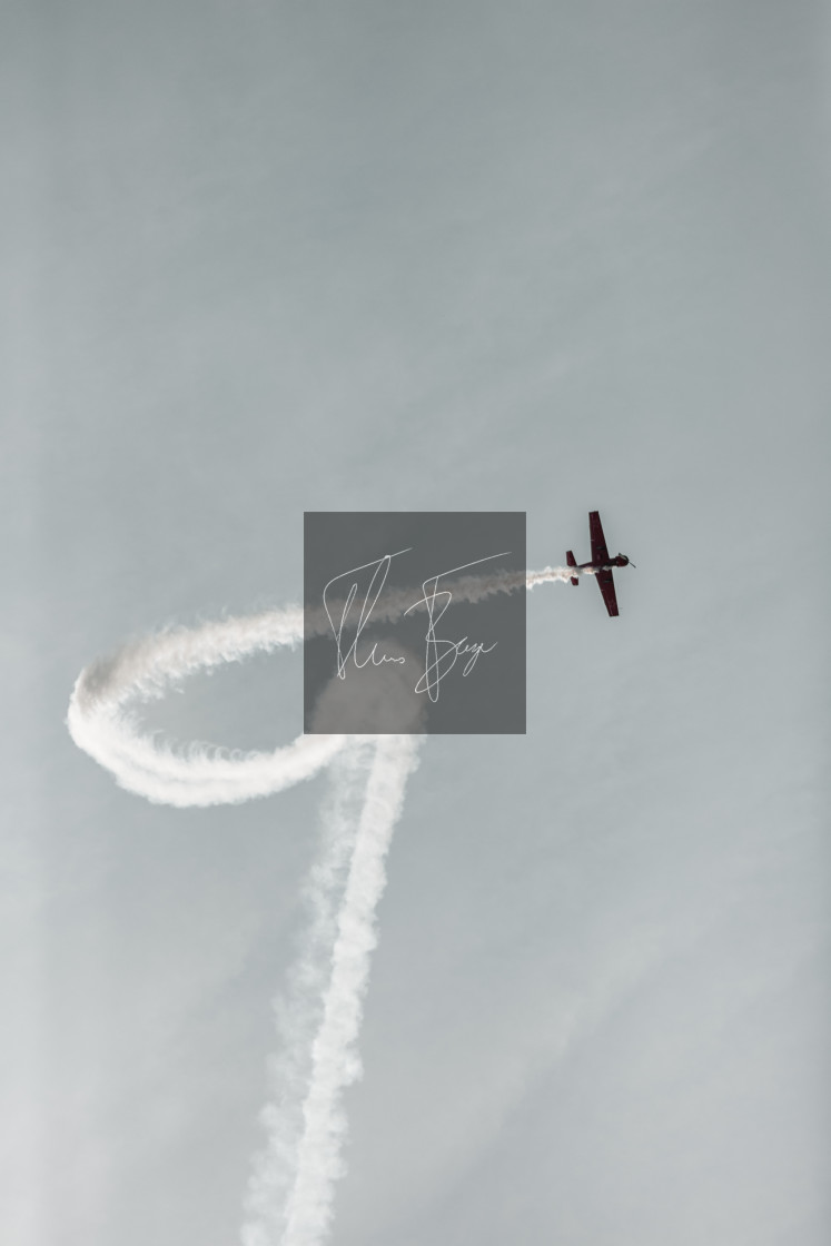 "Number one, shaped by smoke from the plane." stock image