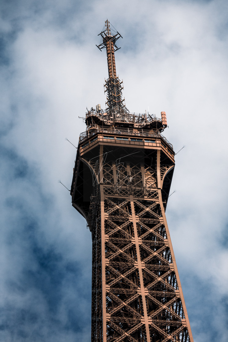 "The top floor of the Eiffel tower" stock image