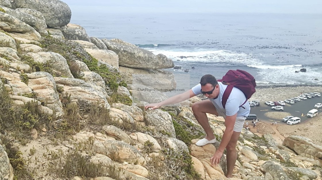 "Rock climbing at the Cape of Good Hope" stock image