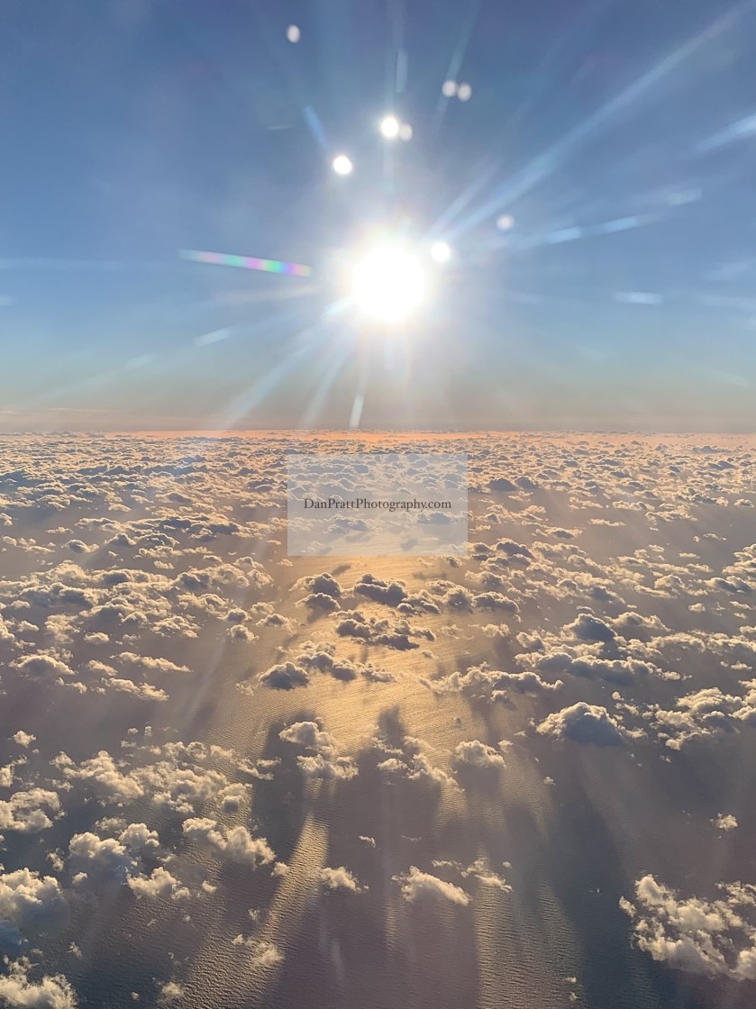 "Flying at 35,000 ft in the air" stock image