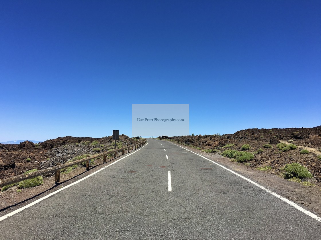 "An empty road on Mount Teide in Tenerife" stock image