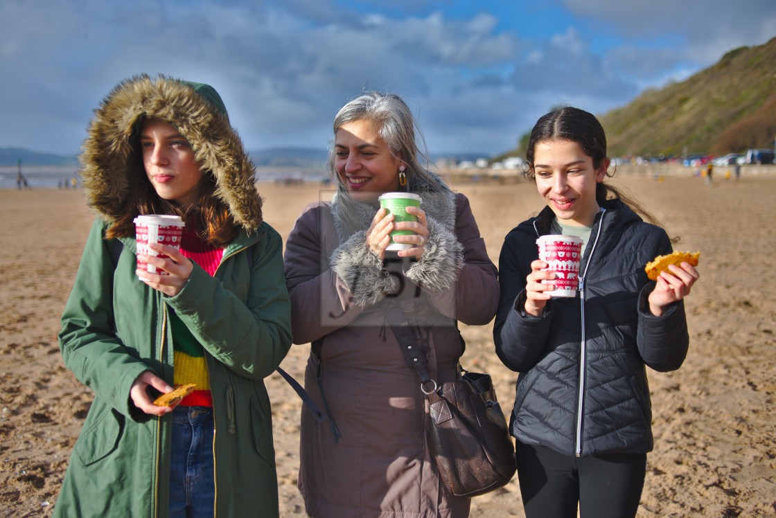 "Mother and daughters enjoying time together" stock image