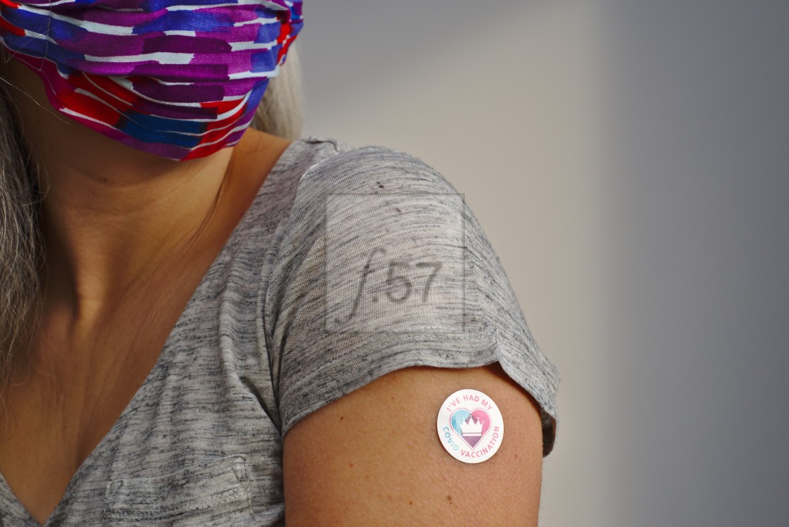 "Sticker saying I've had my Covid Vaccination on the arm of vaccine recipient." by HD57 lifestyle stock photography - $30.13 "Sticker saying I've had my Covid Vaccination on the arm of vaccine recipient." stock image